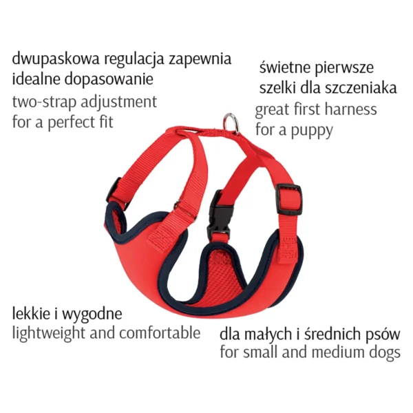 Szelki bezuciskowe dla psa czerwone zalety