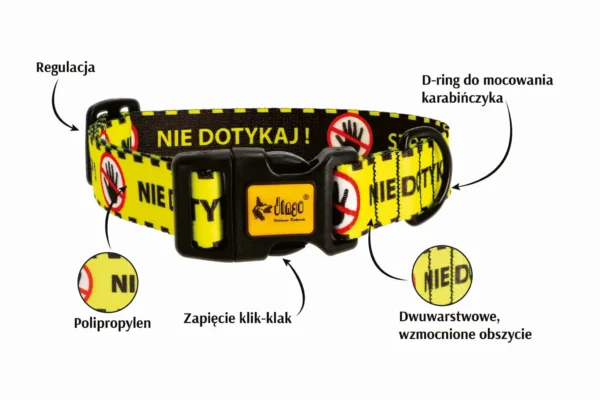 Obroza z tasmy Nie Dotykaj zalety produktu
